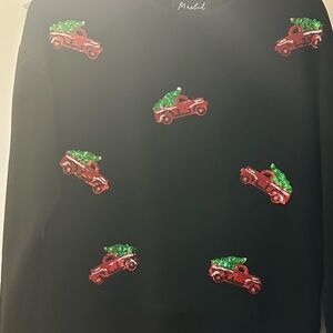 Black and red sequins sweater  Christmas with trucks